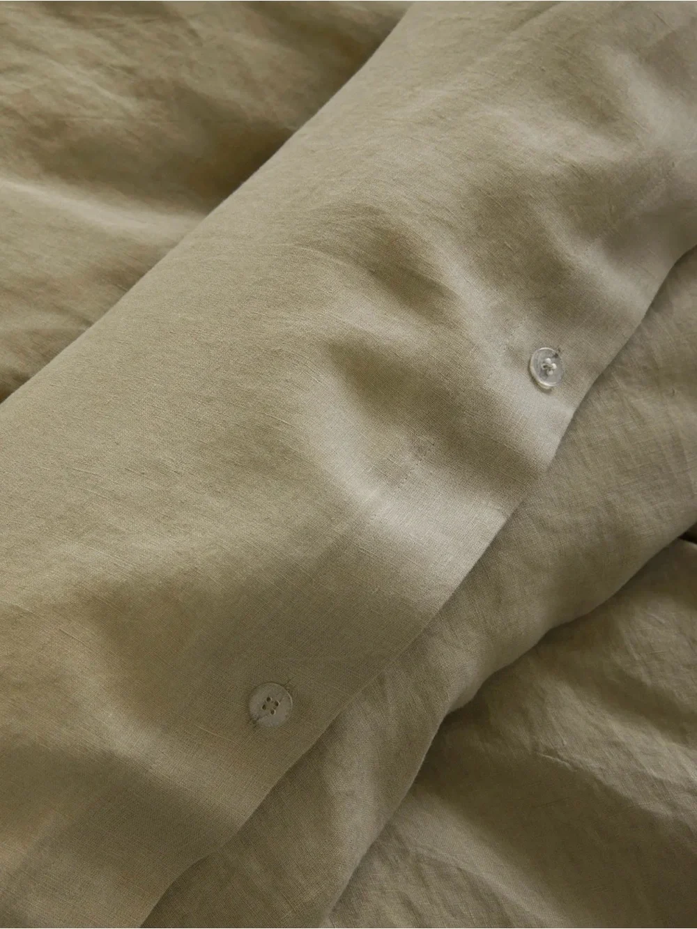 Quince European Linen Duvet Cover Full/Queen - Aloe - Button Closure NWT